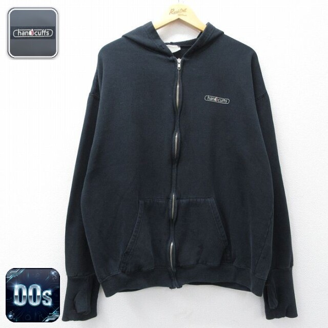 ハンドカフス 00s 長袖フルジップスウェット ブラック XL | 古着