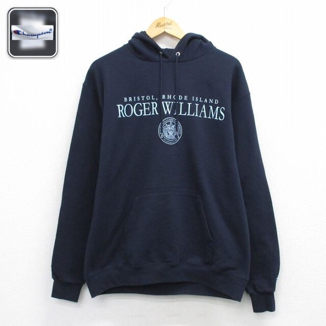 【20%OFF】チャンピオン 長袖スウェットパーカー ROGER WILLIAMS ネイビー L | 古着