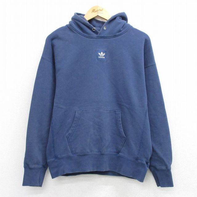 【20%OFF】アディダス 長袖スウェットパーカー ワンポイントロゴ ネイビー L | 古着