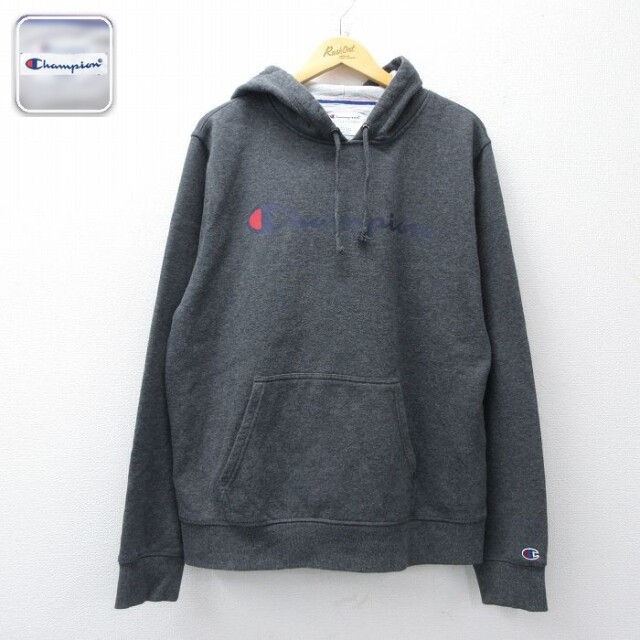 【20%OFF】チャンピオン 長袖スウェットパーカー ビッグロゴ グレー XL | 古着