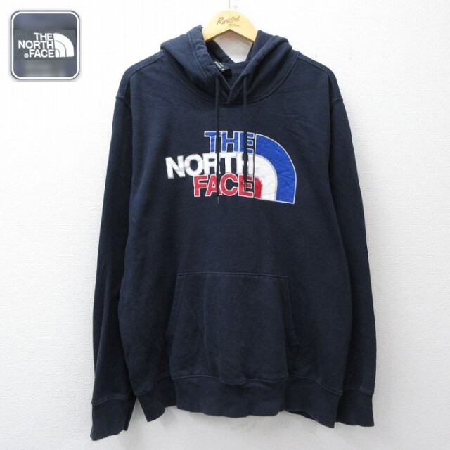 【20%OFF】ノースフェイス 長袖スウェットパーカー ビッグロゴ ネイビー XL | 古着