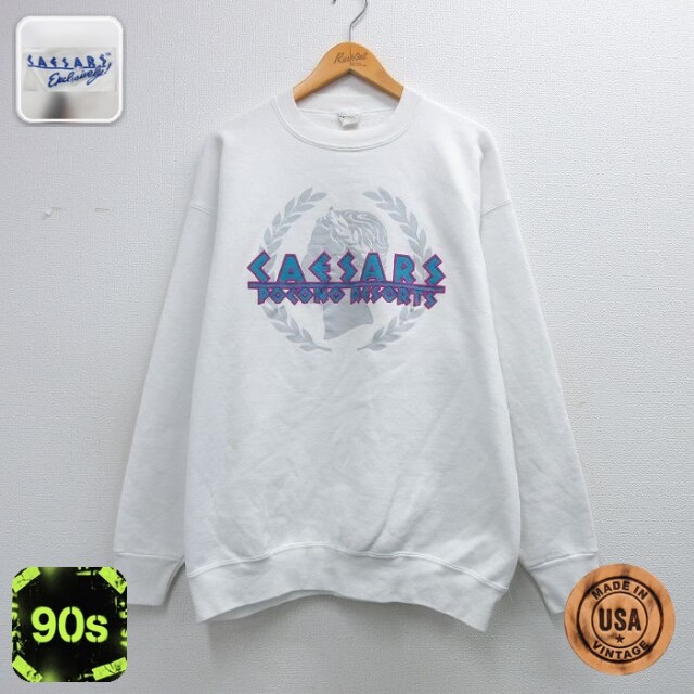 【20%OFF】90s 長袖スウェット CAESARS ホワイト XL | 古着