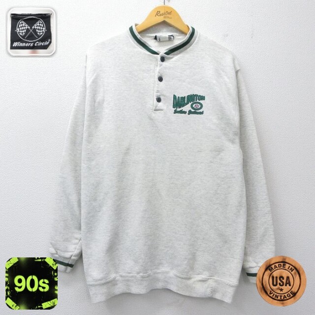 【20%OFF】90s ヘンリーネックスウェット DARLINGTON グレー M | 古着