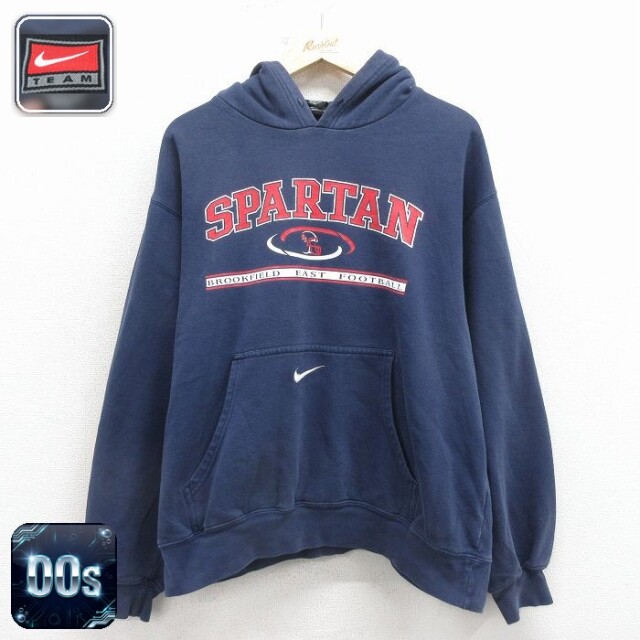 【20%OFF】ナイキ 00s 長袖スウェットパーカー スパルタン ネイビー XL | 古着