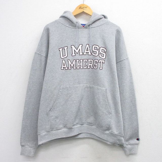 チャンピオン 00s 長袖パーカー U MASS グレー XL | 古着