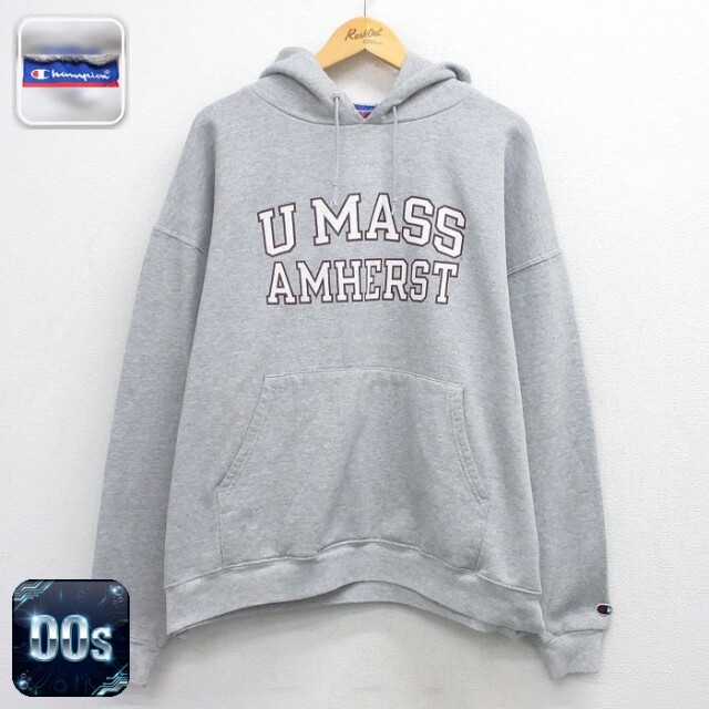 【20%OFF】チャンピオン 00s 長袖パーカー U MASS グレー XL | 古着