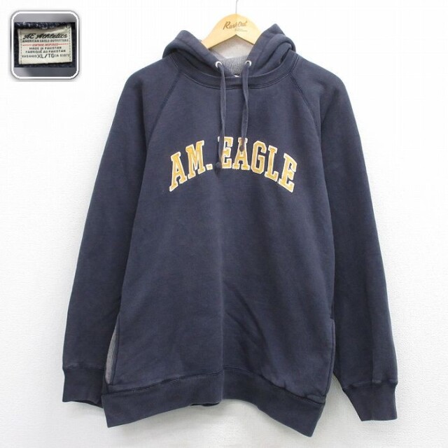 【20%OFF】アメリカンイーグル 長袖スウェットパーカー ビッグロゴ ネイビー XL | 古着