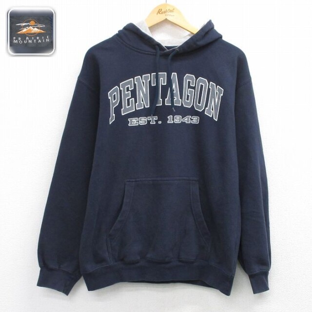 【20%OFF】PENTAGON 長袖スウェットパーカー ネイビー L | 古着