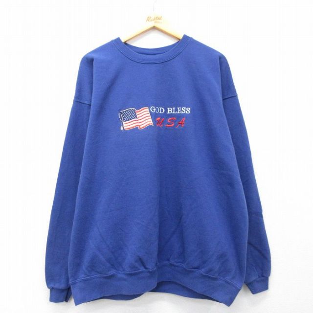 00s 長袖スウェット GOD BLESS ブルー XL | 古着
