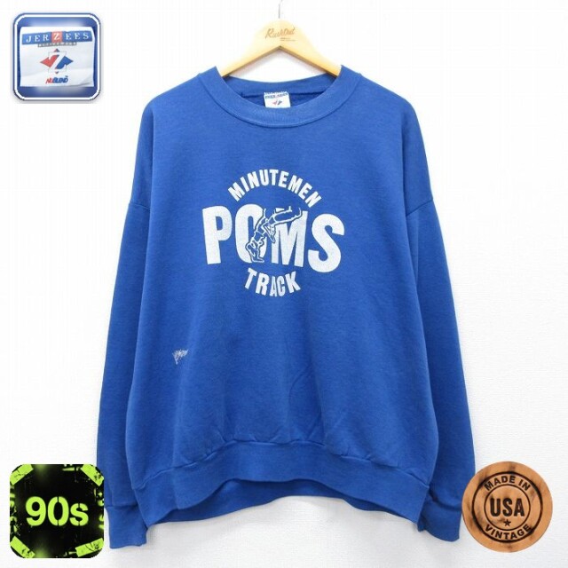 【20%OFF】ジャージーズ 90s 長袖スウェット POMS ネイビー XL | 古着