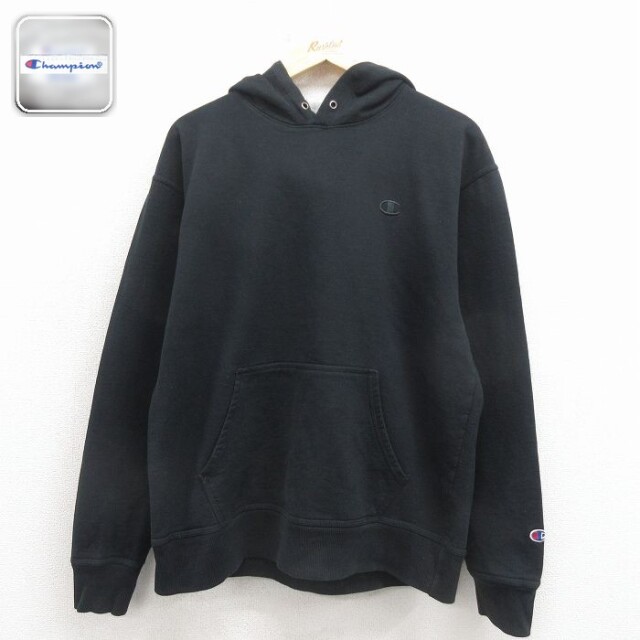 【20%OFF】チャンピオン 長袖スウェットパーカー ワンポイントロゴ ブラック メンズL相当 | 古着