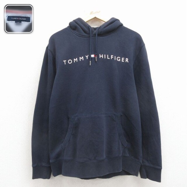【20%OFF】トミーヒルフィガー 長袖スウェットパーカー ビッグロゴ ネイビー メンズL相当 | 古着