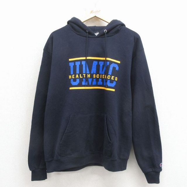 チャンピオン 長袖スウェットパーカー UMKC ネイビー メンズL相当 | 古着