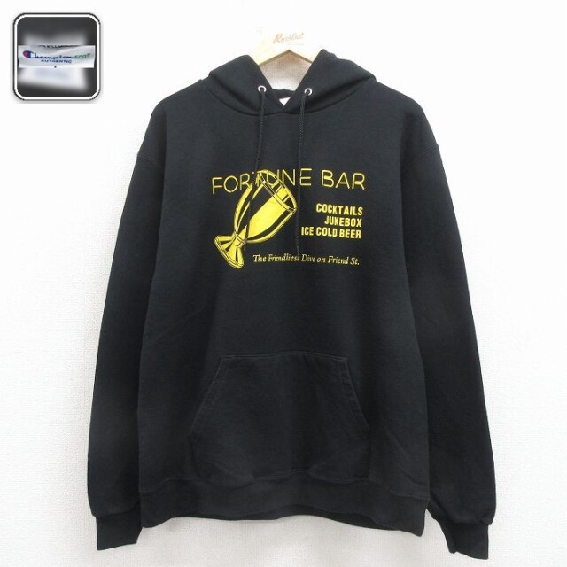 【20%OFF】チャンピオン 長袖スウェットパーカー バー ブラック メンズL相当 | 古着