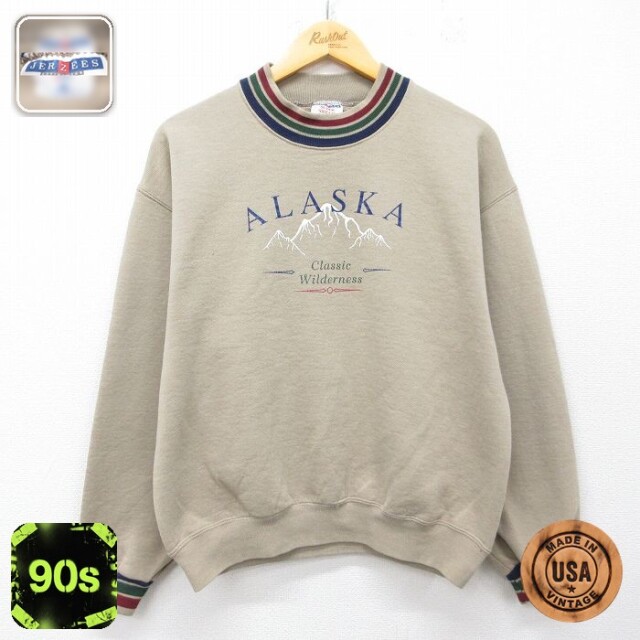 【20%OFF】ジャージーズ 90s 長袖スウェット アラスカ ベージュ メンズL相当 | 古着