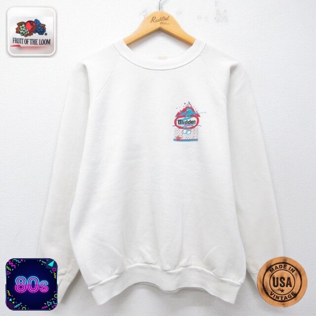 【20%OFF】フルーツオブザルーム 80s 長袖スウェット スキー ホワイト メンズL相当 | 古着