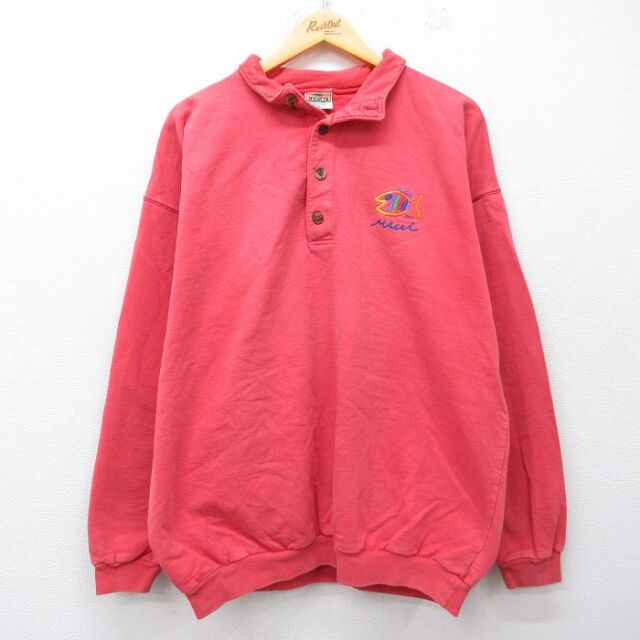90s 長袖トップス 魚 レッド メンズXL相当 | 古着
