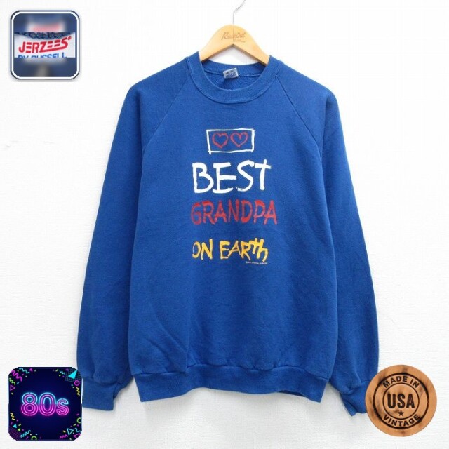 【20%OFF】ジャージーズ 80s ラグランスウェット BEST ブルー メンズM相当 | 古着