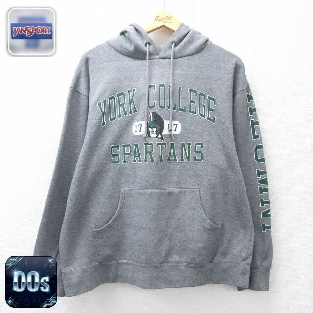 【20%OFF】ジャンスポーツ 00s 長袖パーカー YORK グレー メンズXL相当 | 古着