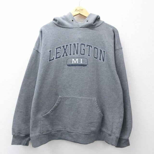 ジャンスポーツ 00s 長袖パーカー LEXINGTON グレー霜降り メンズXL相当 | 古着