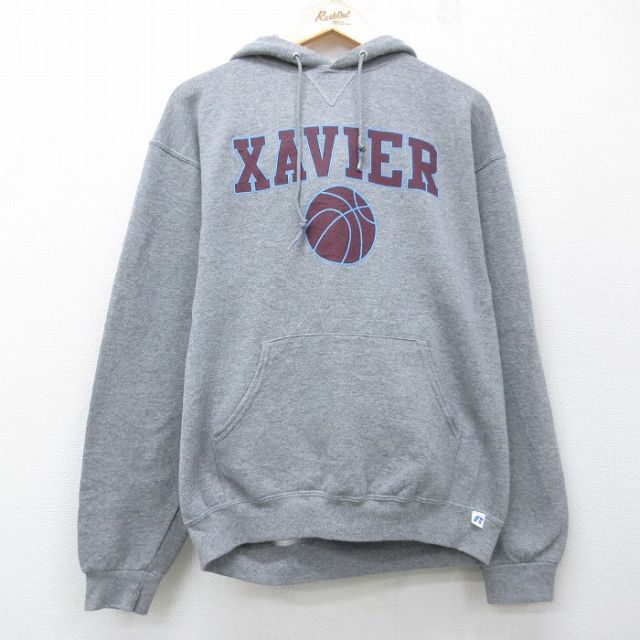 ラッセル 00s 長袖スウェットパーカー XAVIER バスケットボール グレー メンズL相当 | 古着