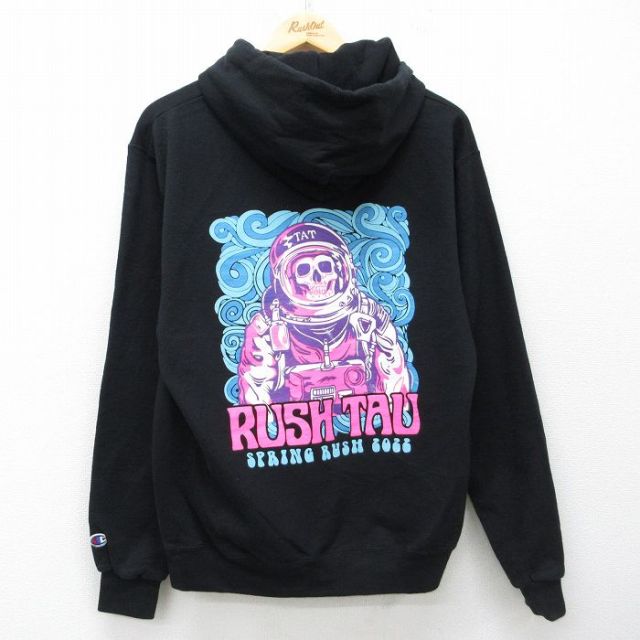 チャンピオン 長袖スウェットパーカー RASH TAU ブラック メンズM相当 | 古着