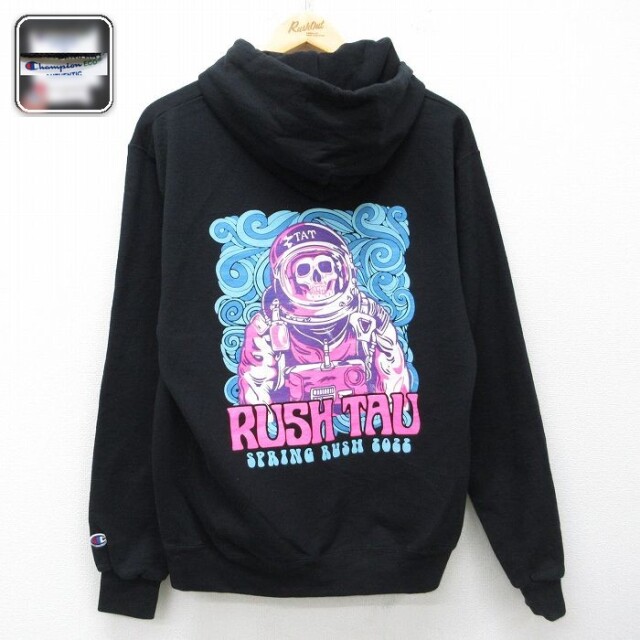 【20%OFF】チャンピオン 長袖スウェットパーカー RASH TAU ブラック メンズM相当 | 古着