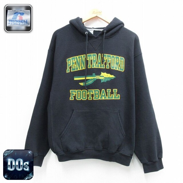 【20%OFF】ラッセル 00s 長袖スウェットパーカー PENN フットボール ブラック メンズL相当 | 古着