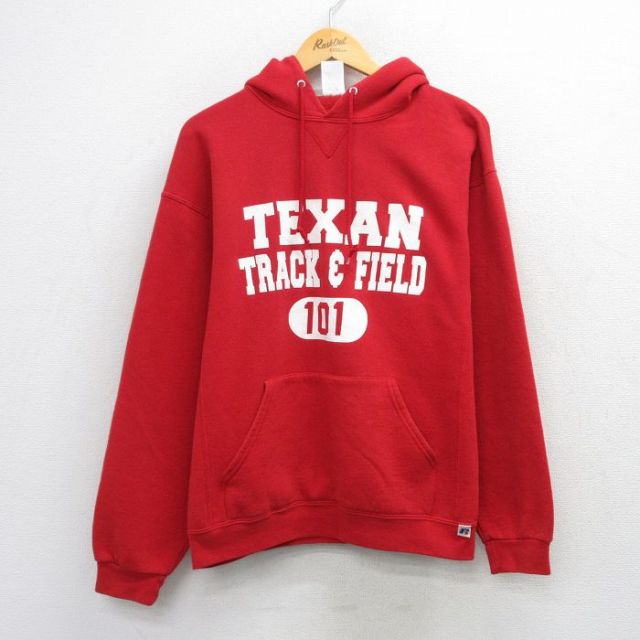 ラッセル 00s 長袖スウェットパーカー TEXAN レッド L | 古着