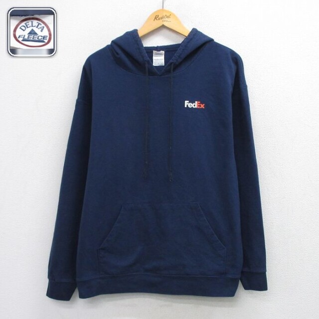 【20%OFF】FedEx 長袖スウェットパーカー ネイビー メンズXL相当 | 古着