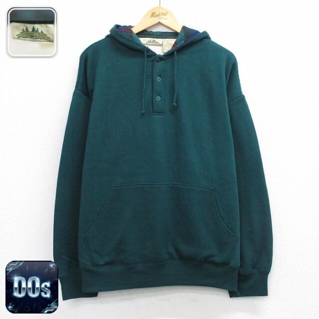 【20%OFF】00s ヘンリーネックパーカー グリーン メンズXL相当 | 古着