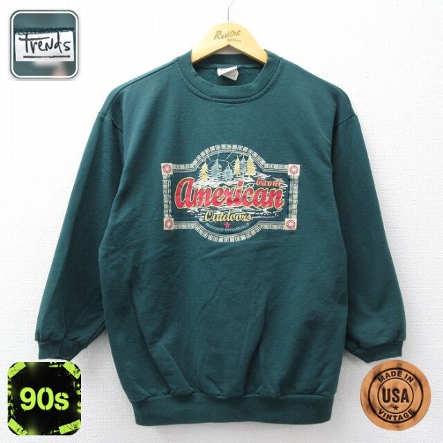 【20%OFF】90s 長袖スウェット アメリカン ダークグリーン メンズM相当 | 古着