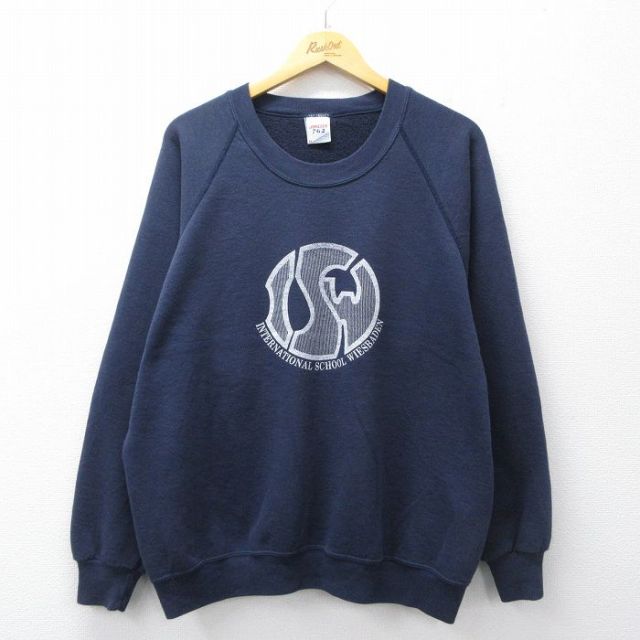 ジャージーズ 00s ラグランスウェット WIESBADEN ネイビー メンズXL相当 | 古着