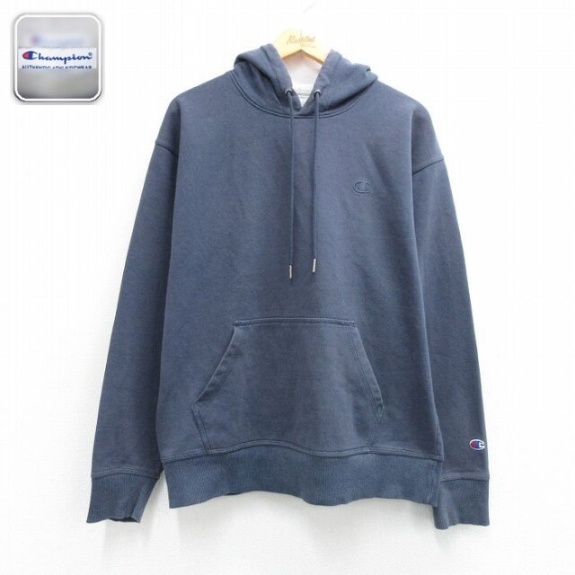 【20%OFF】チャンピオン 長袖スウェットパーカー ワンポイントロゴ ネイビー メンズXL相当 | 古着