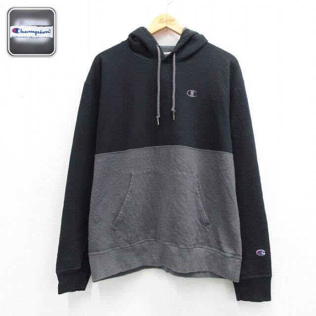 【20%OFF】チャンピオン 長袖スウェットパーカー ワンポイントロゴ ブラック メンズL相当 | 古着