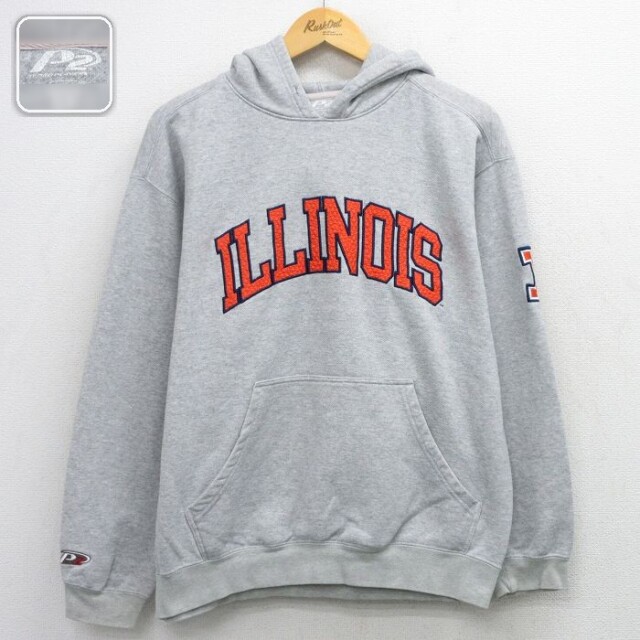 【20%OFF】ILLINOIS 長袖スウェットパーカー 霜降り グレー メンズL相当 | 古着