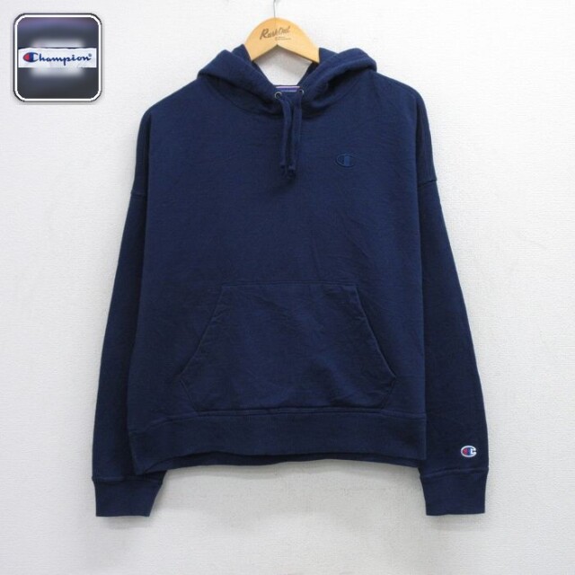 【20%OFF】チャンピオン 長袖スウェットパーカー ワンポイントロゴ ネイビー メンズL相当 | 古着