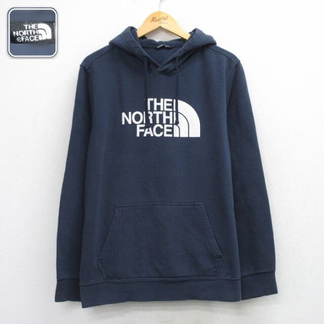 【20%OFF】ノースフェイス 長袖スウェットパーカー ビッグロゴ ネイビー メンズXL相当 | 古着
