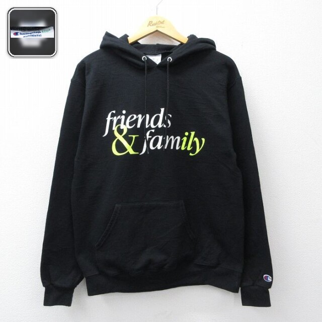 【20%OFF】チャンピオン 長袖スウェットパーカー frinds & family スマイル ブラック メンズM相当 | 古着