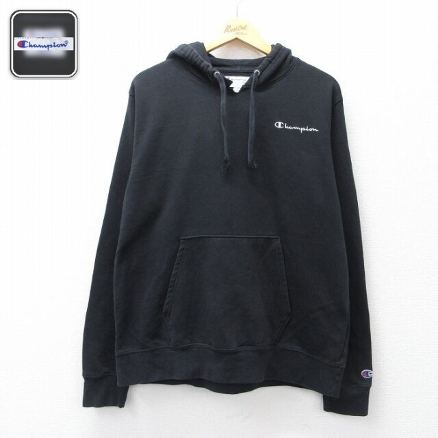 【20%OFF】チャンピオン 長袖スウェットパーカー ワンポイント ブラック メンズXL相当 | 古着