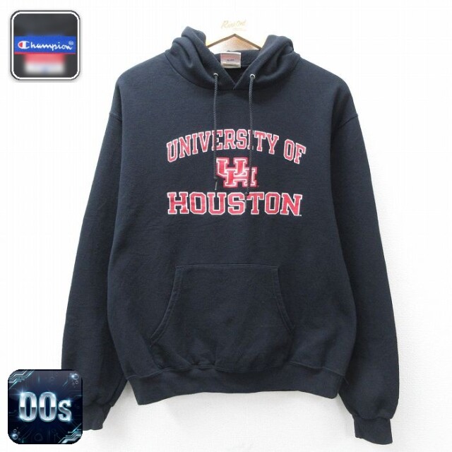 【20%OFF】チャンピオン 00s 長袖スウェットパーカー HOUSTON ブラック メンズM相当 | 古着