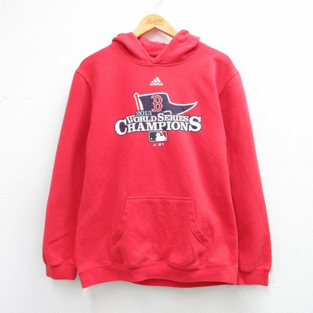 アディダス 長袖スウェット MLBボストンレッドソックス レッド メンズM相当 | 古着
