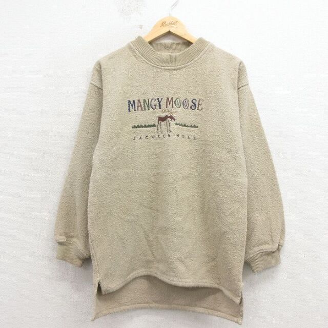 00s 長袖トップス シカ刺繍 ベージュ メンズM相当 | 古着