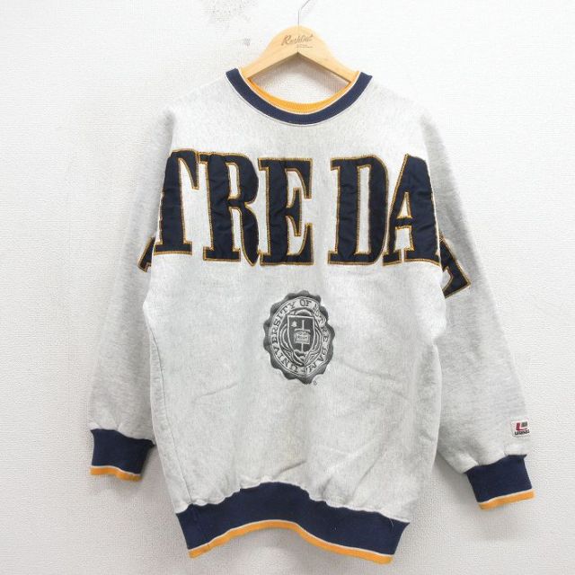 ノートルダム 90s 長袖スウェット 刺繍 グレー メンズL相当 | 古着
