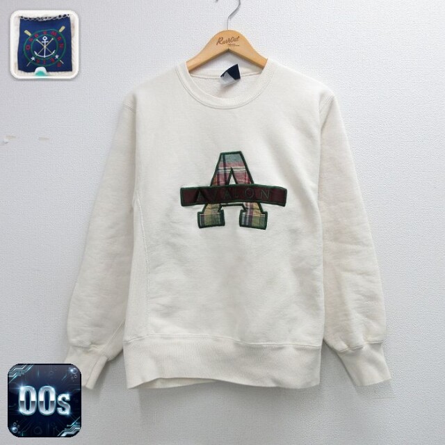 【20%OFF】00s リバースタイプスウェット AVALON刺繍 ベージュ メンズL相当 | 古着