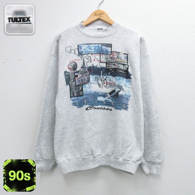 【20%OFF】90s 長袖スウェット アラスカ グレー メンズL相当 | 古着