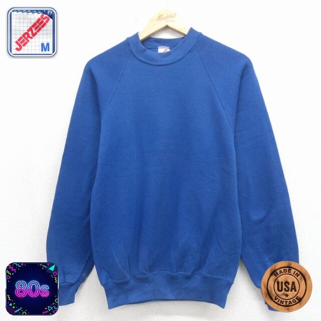 【20%OFF】80s ラグランスウェット ブルー メンズS相当 | 古着