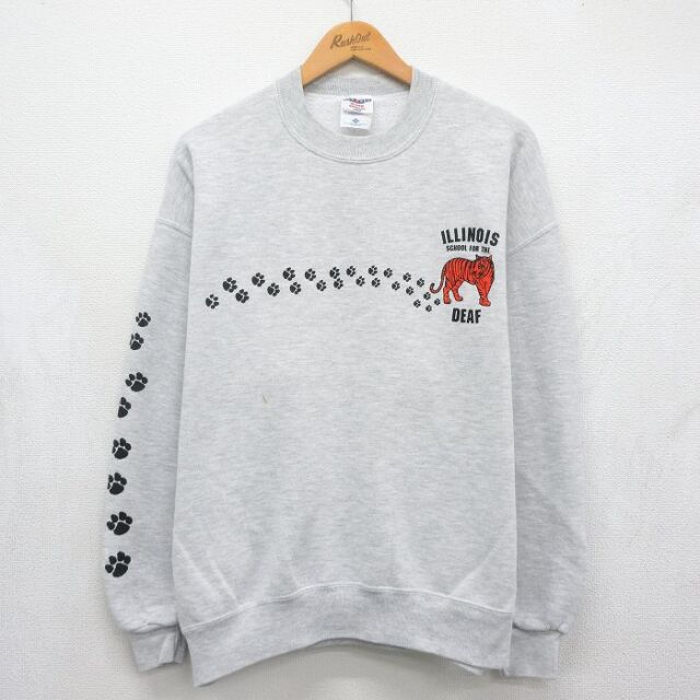 90s 長袖スウェット 足跡 グレー メンズXL相当 | 古着