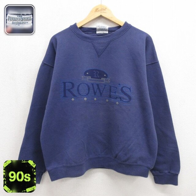 長袖 スウェット 90s ROWES クルーネック ネイビー メンズXL相当 | 古着