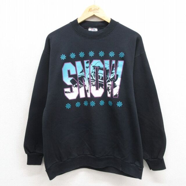 80s 長袖スウェット スノーモービル ブラック メンズM相当 | 古着